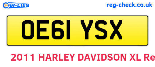 OE61YSX are the vehicle registration plates.