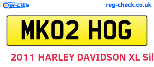 MK02HOG are the vehicle registration plates.