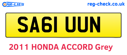 SA61UUN are the vehicle registration plates.