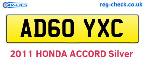 AD60YXC are the vehicle registration plates.