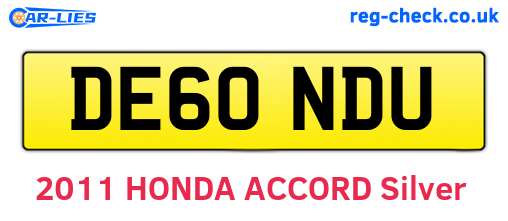 DE60NDU are the vehicle registration plates.