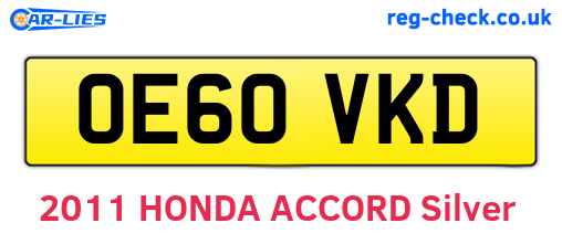 OE60VKD are the vehicle registration plates.