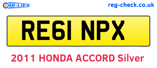 RE61NPX are the vehicle registration plates.