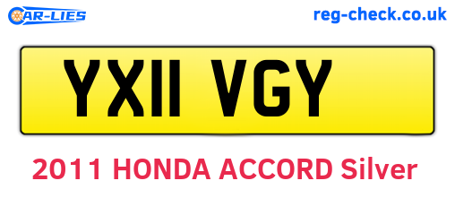 YX11VGY are the vehicle registration plates.