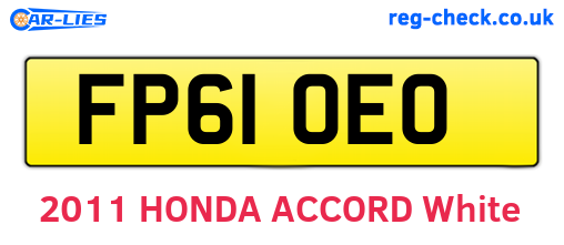 FP61OEO are the vehicle registration plates.