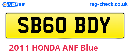 SB60BDY are the vehicle registration plates.