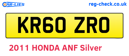 KR60ZRO are the vehicle registration plates.