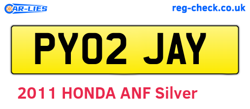 PY02JAY are the vehicle registration plates.