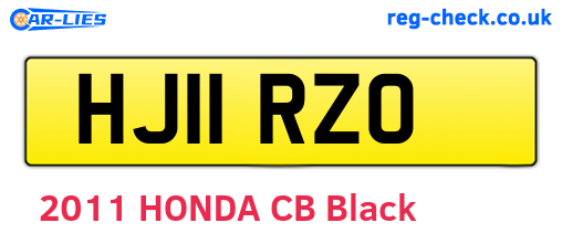 HJ11RZO are the vehicle registration plates.