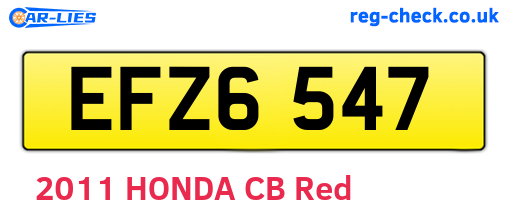 EFZ6547 are the vehicle registration plates.