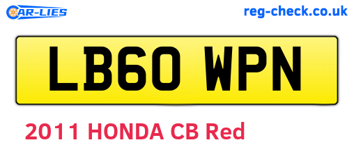 LB60WPN are the vehicle registration plates.