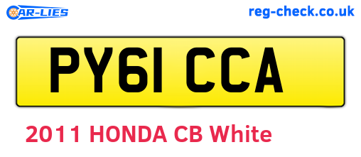 PY61CCA are the vehicle registration plates.