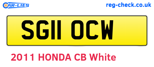 SG11OCW are the vehicle registration plates.