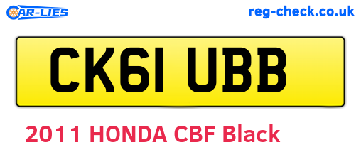 CK61UBB are the vehicle registration plates.
