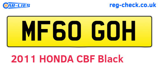MF60GOH are the vehicle registration plates.