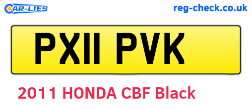 PX11PVK are the vehicle registration plates.