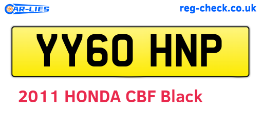 YY60HNP are the vehicle registration plates.
