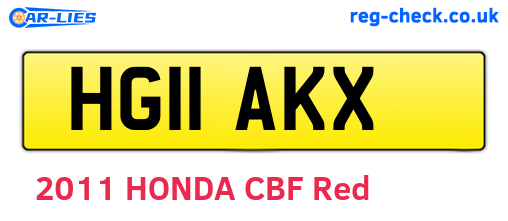 HG11AKX are the vehicle registration plates.