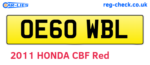 OE60WBL are the vehicle registration plates.