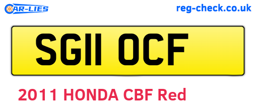 SG11OCF are the vehicle registration plates.