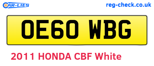 OE60WBG are the vehicle registration plates.