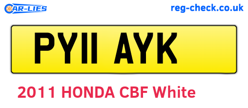 PY11AYK are the vehicle registration plates.