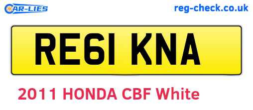 RE61KNA are the vehicle registration plates.