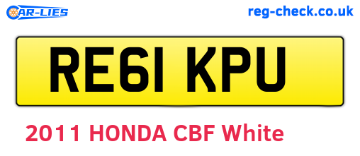RE61KPU are the vehicle registration plates.
