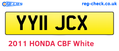 YY11JCX are the vehicle registration plates.