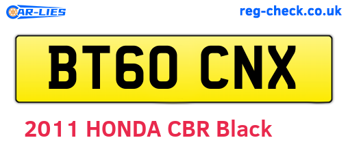BT60CNX are the vehicle registration plates.