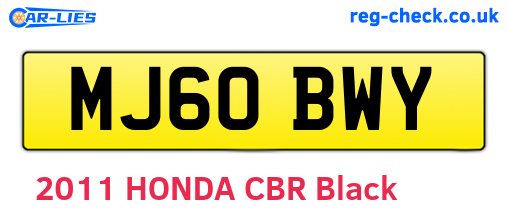 MJ60BWY are the vehicle registration plates.