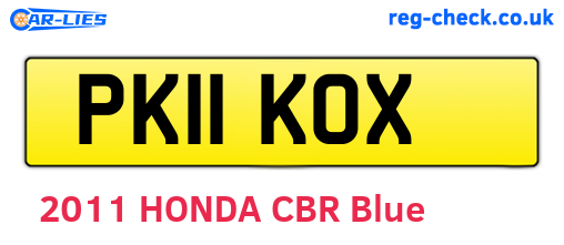 PK11KOX are the vehicle registration plates.