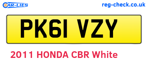 PK61VZY are the vehicle registration plates.