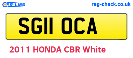 SG11OCA are the vehicle registration plates.