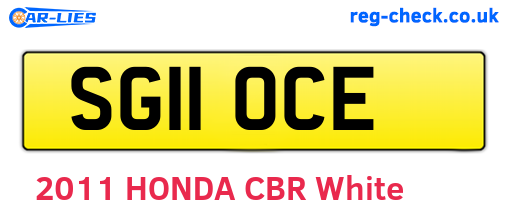 SG11OCE are the vehicle registration plates.