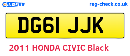 DG61JJK are the vehicle registration plates.