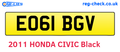EO61BGV are the vehicle registration plates.