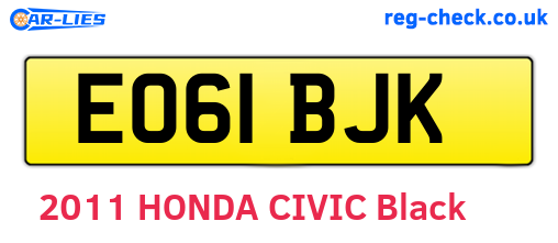 EO61BJK are the vehicle registration plates.