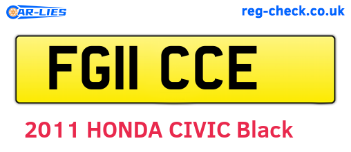 FG11CCE are the vehicle registration plates.