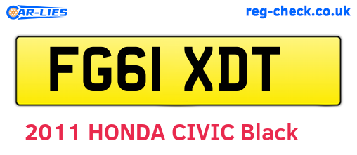 FG61XDT are the vehicle registration plates.