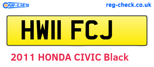 HW11FCJ are the vehicle registration plates.