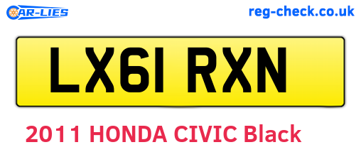 LX61RXN are the vehicle registration plates.
