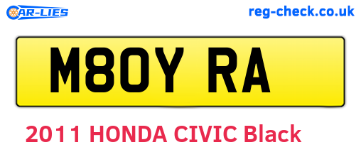 M80YRA are the vehicle registration plates.