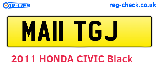 MA11TGJ are the vehicle registration plates.