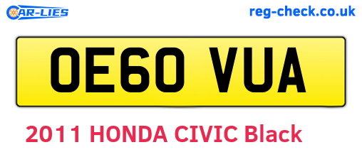 OE60VUA are the vehicle registration plates.