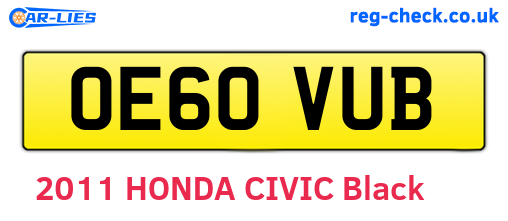 OE60VUB are the vehicle registration plates.