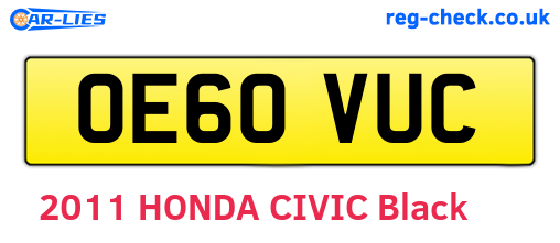OE60VUC are the vehicle registration plates.