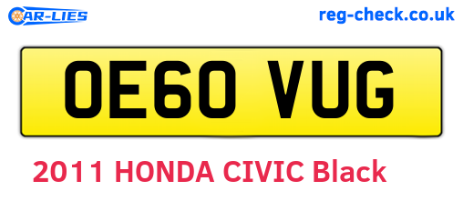 OE60VUG are the vehicle registration plates.