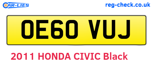 OE60VUJ are the vehicle registration plates.