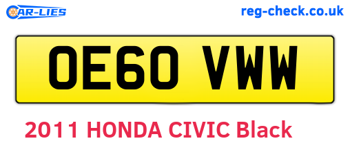 OE60VWW are the vehicle registration plates.